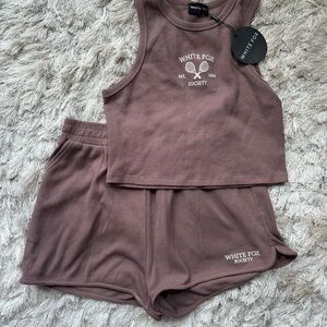 White Fox Boutique Dusty Rose Tank Top & Shorts Matching Set